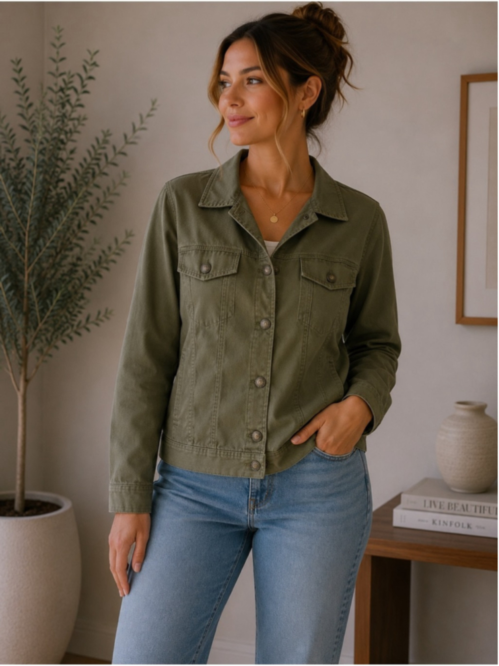 Draper’s & Damon’s Olive Green Women's Utility Jacket Classic Size L Outdoor